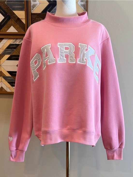 Parke Tops - PARKE Valentine's Varsity Mockneck in Blush Pink + Lavender size S/M NEW